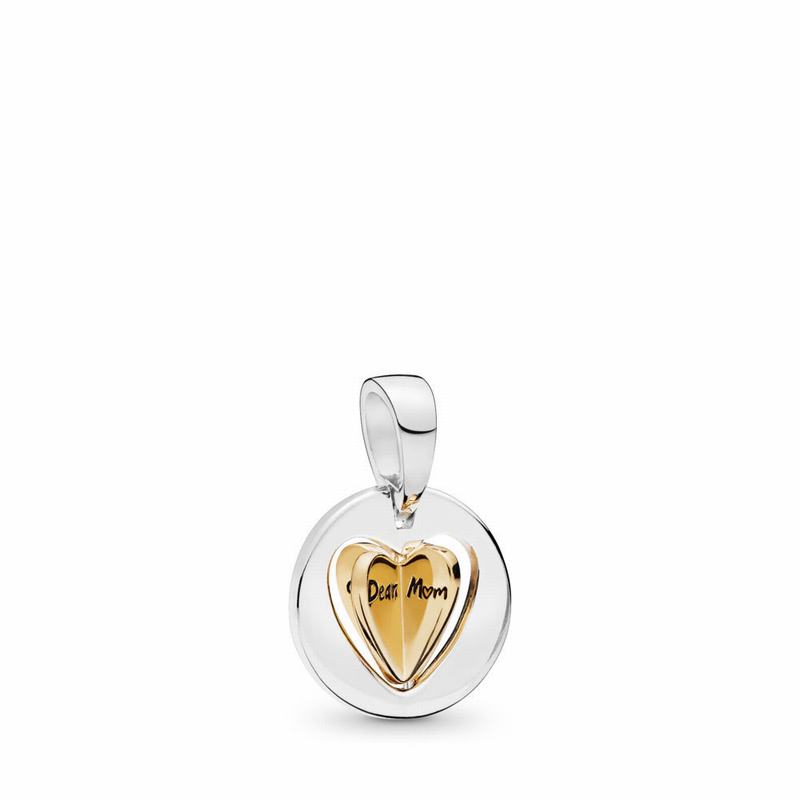 Pandora Mom’s Golden Heart Dangle Charm Silver Egypt LQ7468930